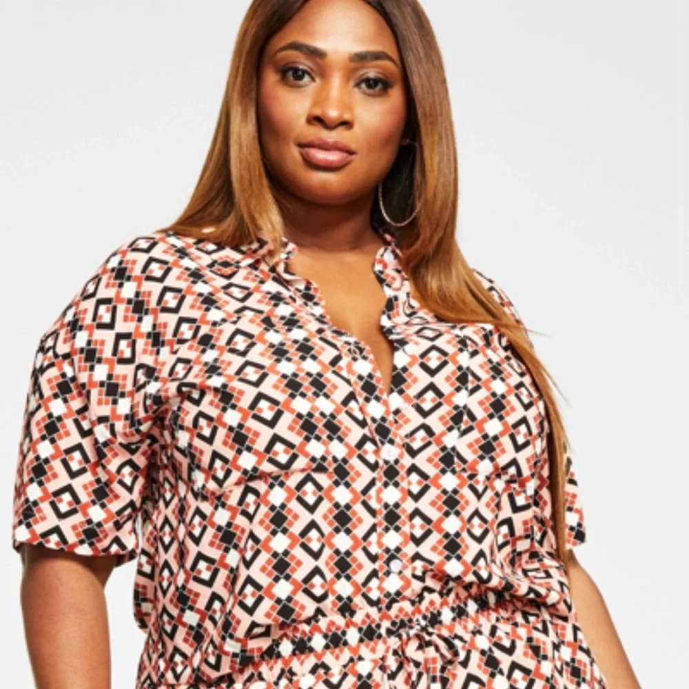 🔥Nina Parker🔥 NWT Trendy Plus Size Button-Front Cropped Top Size 4X - Picture 13 of 13